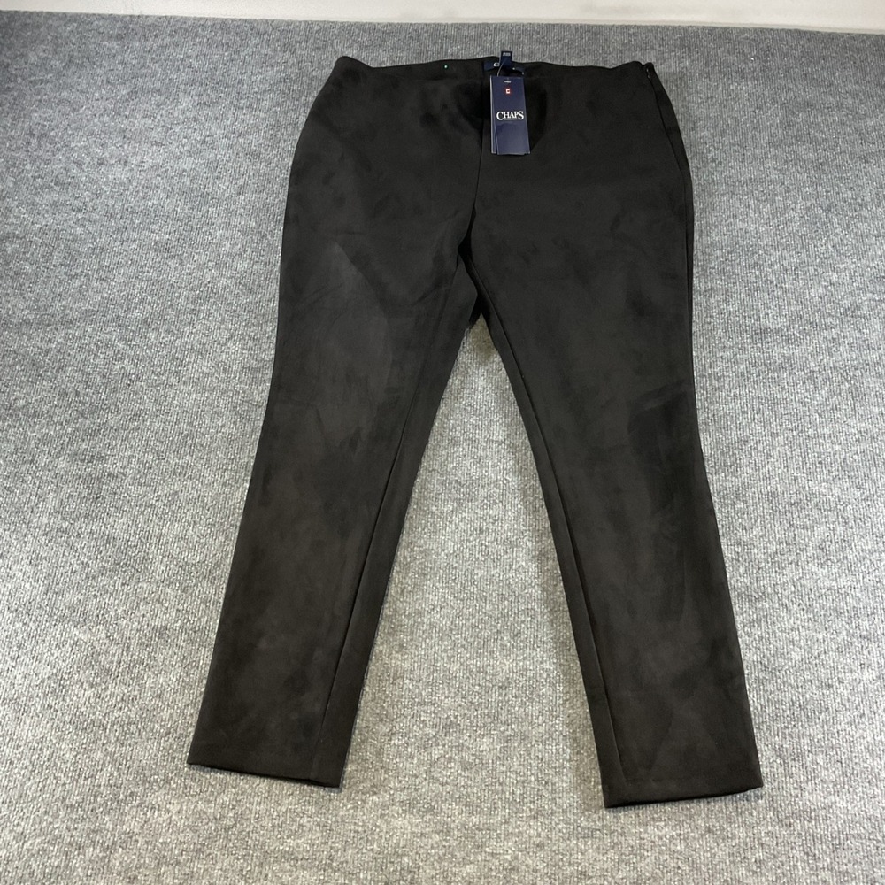 Chaps Men Black Faux Suede Side Zip Slim Leg Leggings Trousers XL NWT
